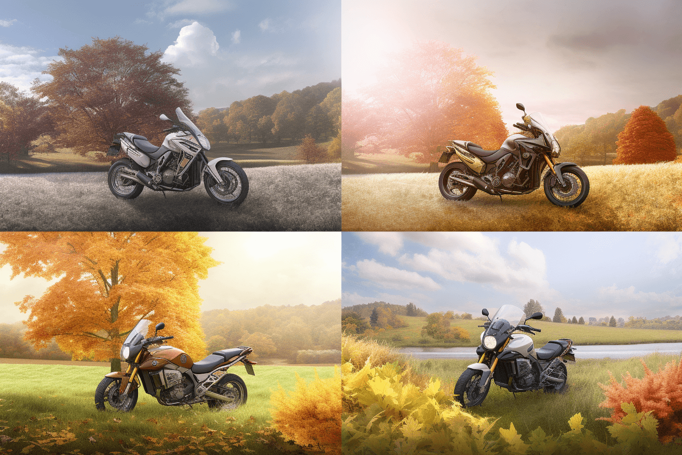 Design an image featuring a motorcycle in a picturesque S 06c8b503 2a33 45e7 a2e4 8ea75bb0ebae